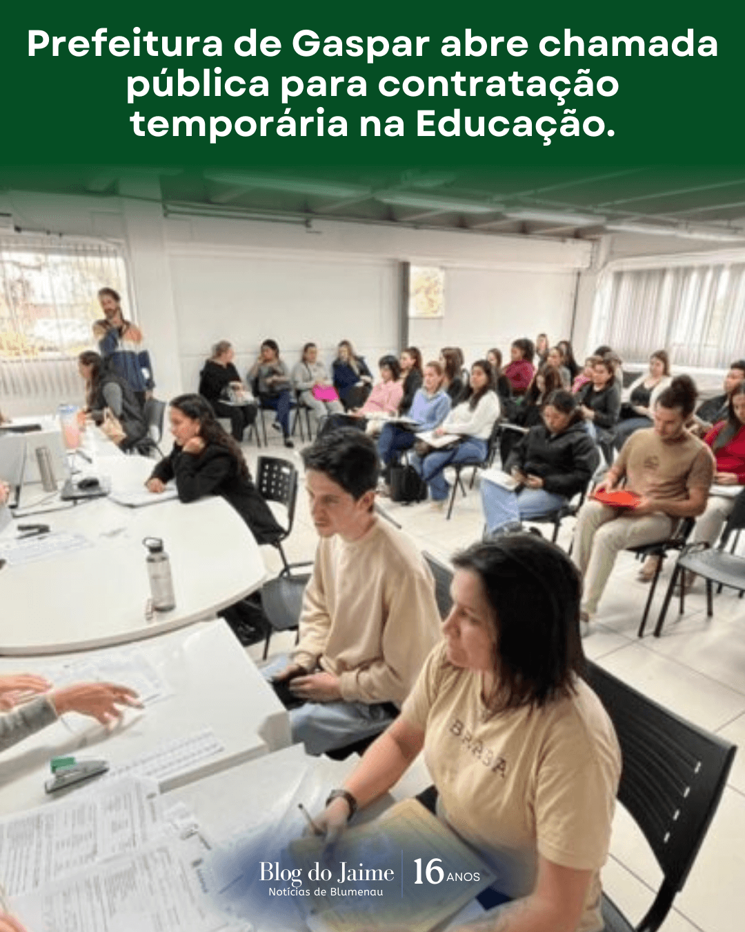 Prefeitura de Gaspar abre chamada pública para contratação temporária na Educação.