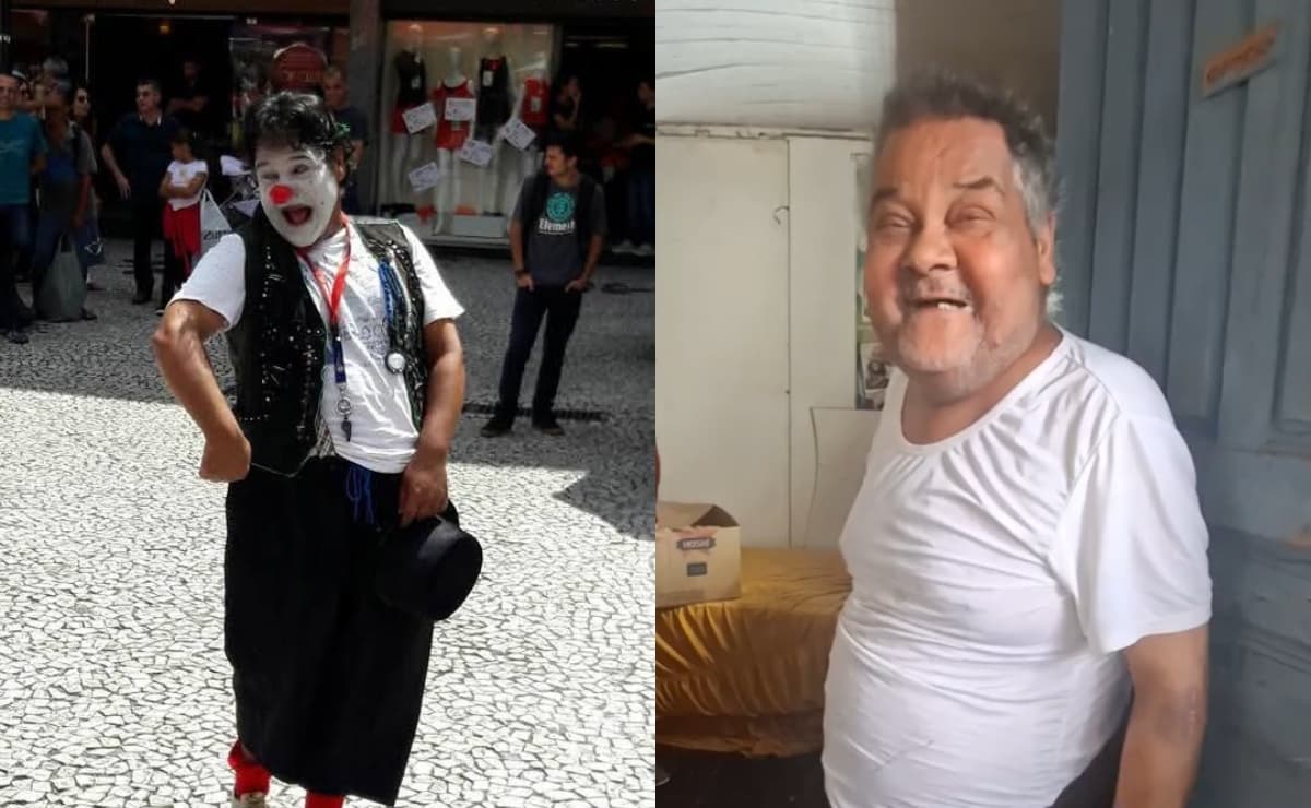 Palhaço Chameguinho, conhecido na Rua XV, enfrenta problemas de saúde e pede ajuda