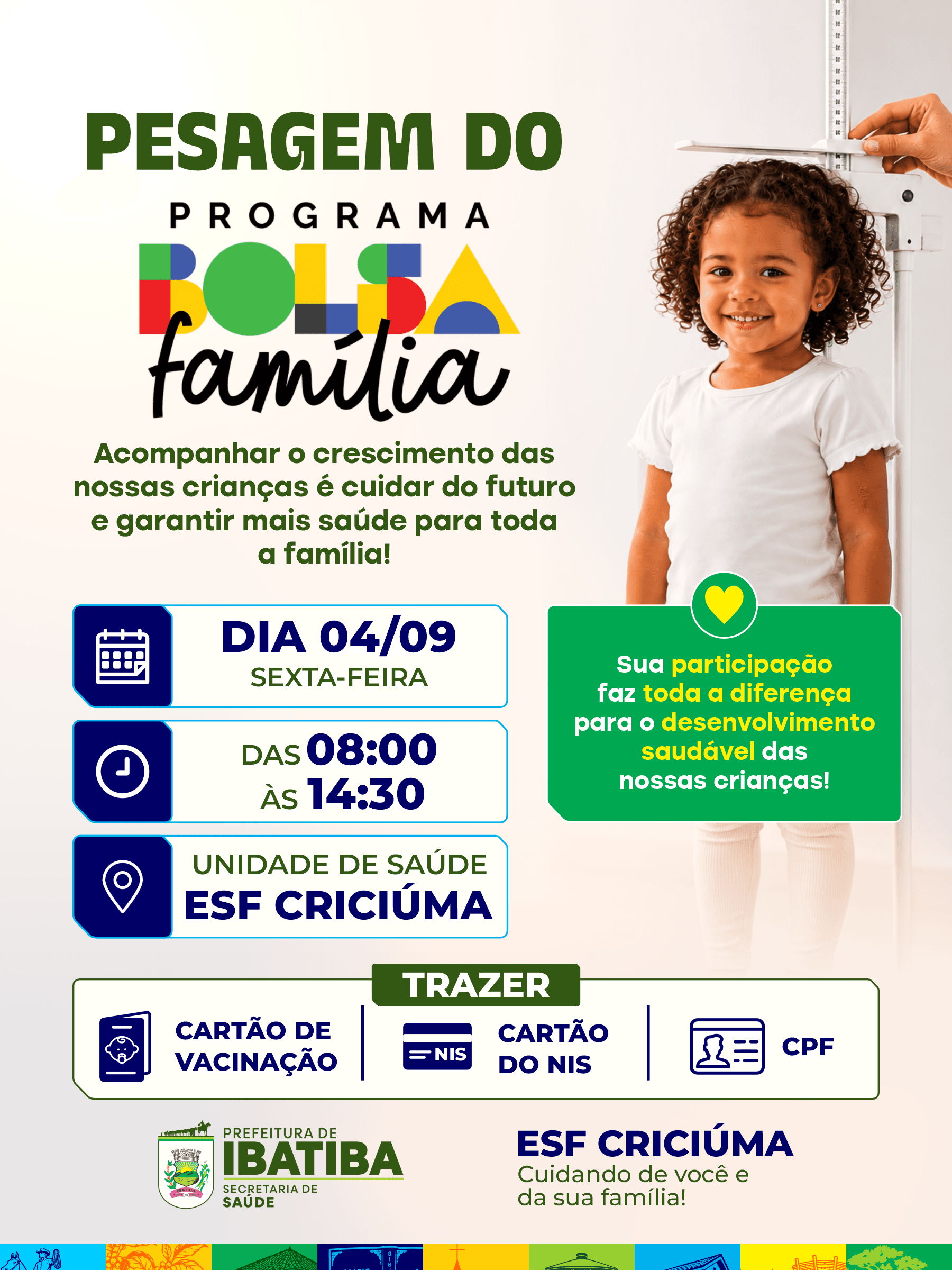 Ibatiba realiza pesagem do Bolsa Família focada em saúde infantil