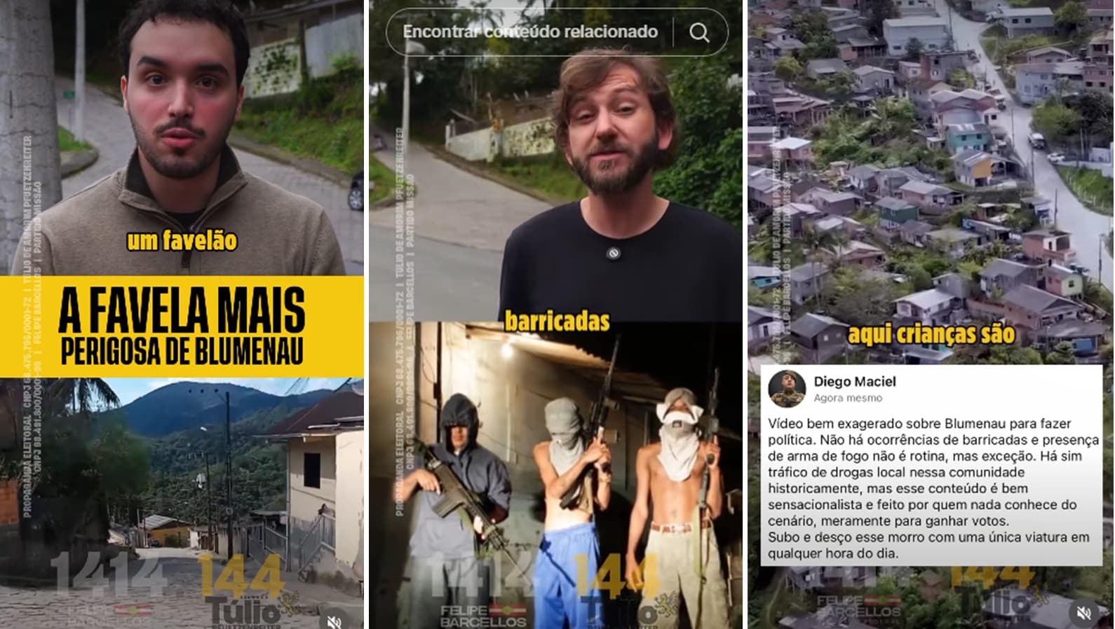 Vídeo eleitoral sobre segurança em Blumenau gera protestos de policiais e moradores