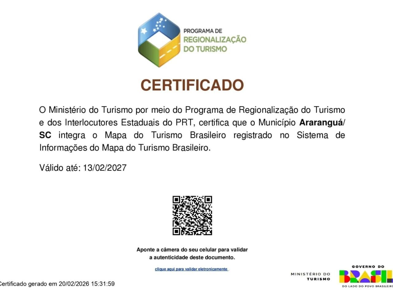 Araranguá mantém título de Município Turístico e consolida avanço no cenário nacional